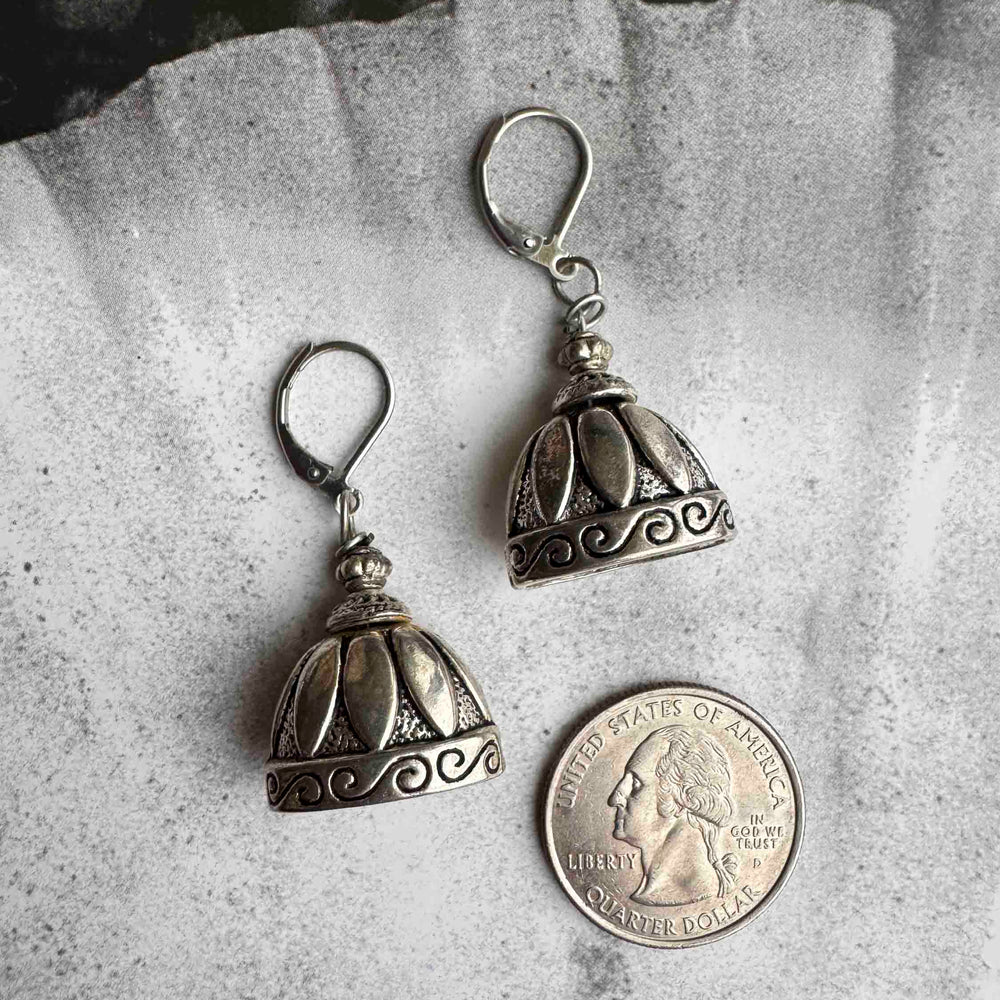 Vintage Silver Dome Jhumka Earrings – Timeless Bohemian Elegance