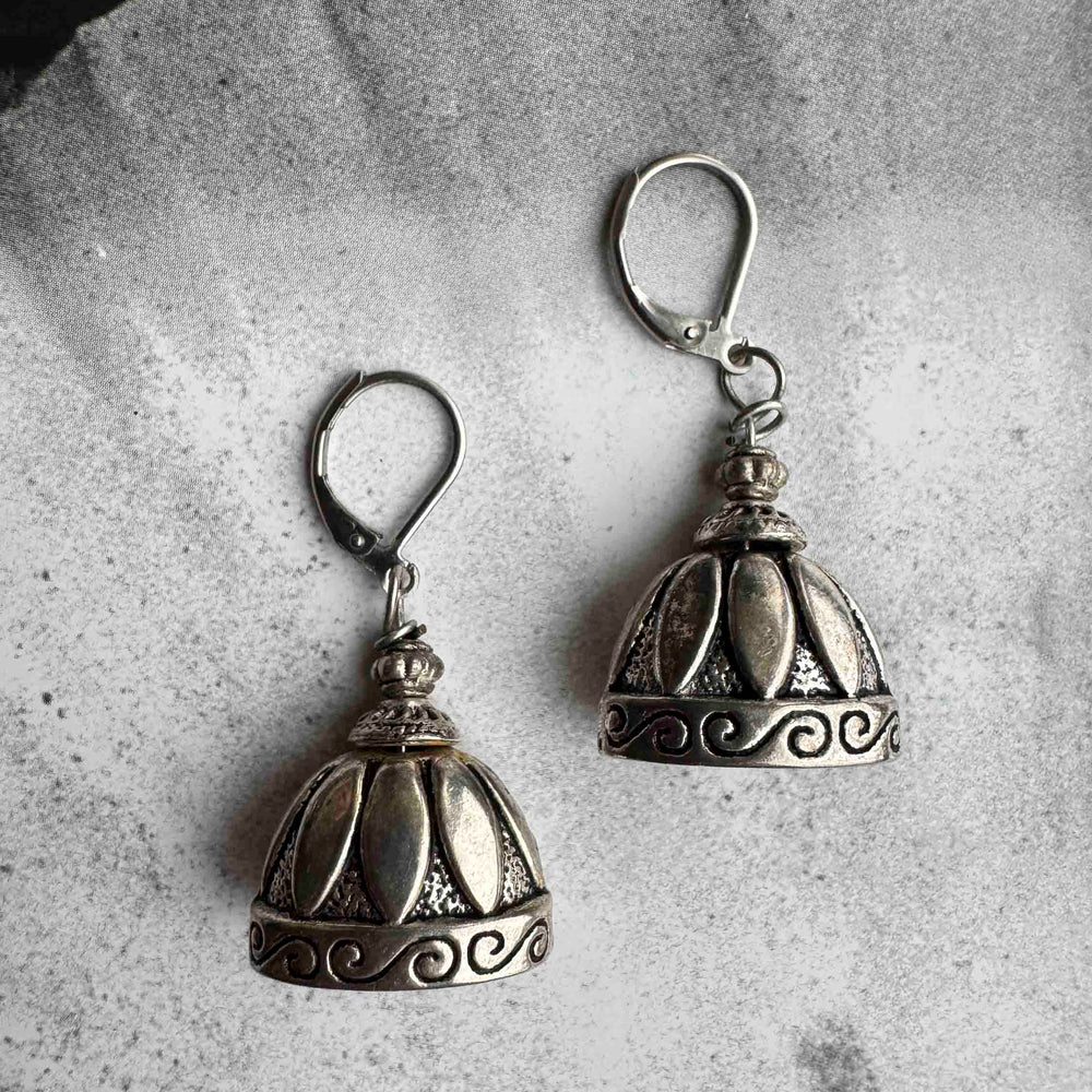 Vintage Silver Dome Jhumka Earrings – Timeless Bohemian Elegance