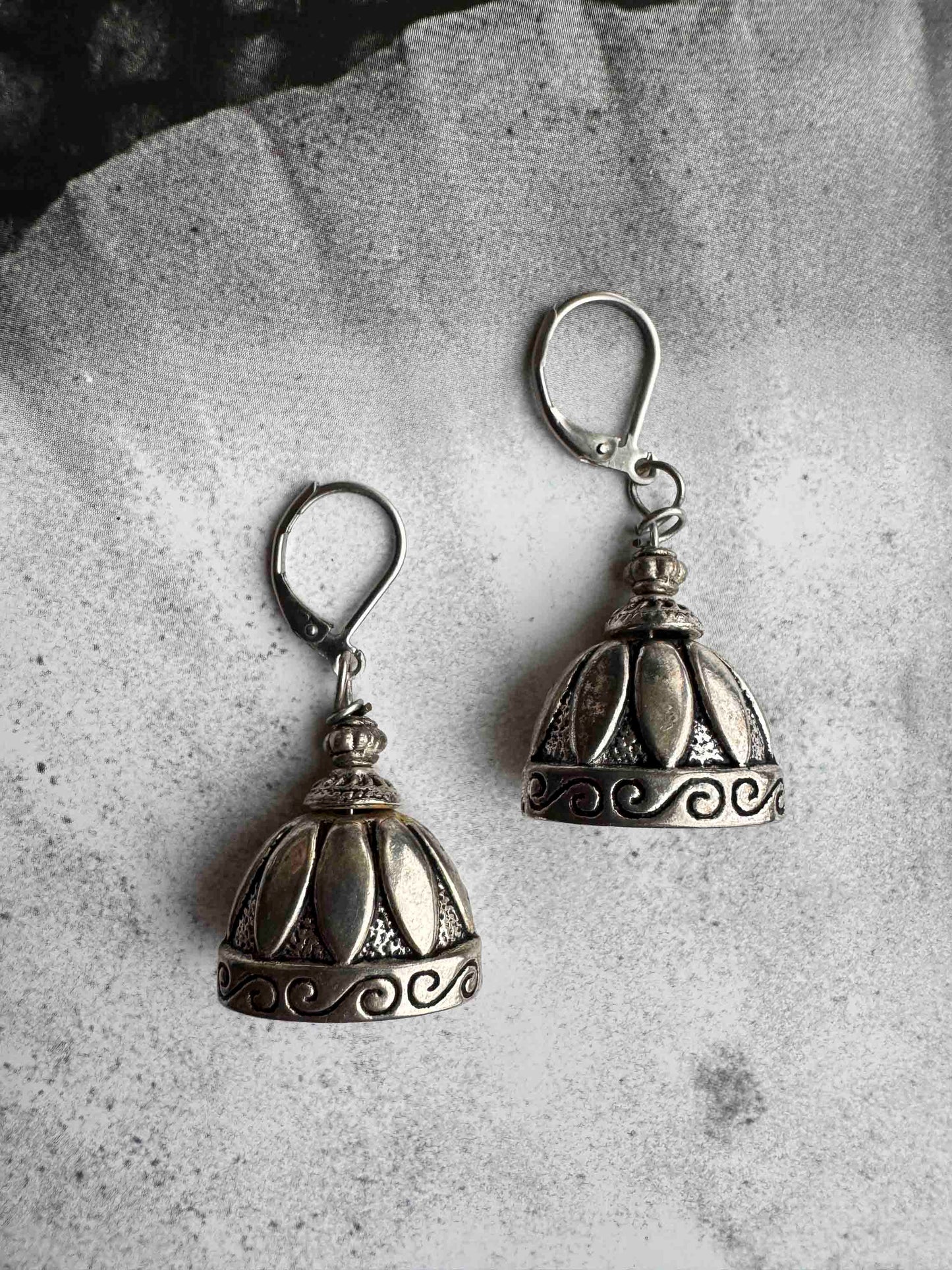 Vintage Silver Dome Jhumka Earrings – Timeless Bohemian Elegance