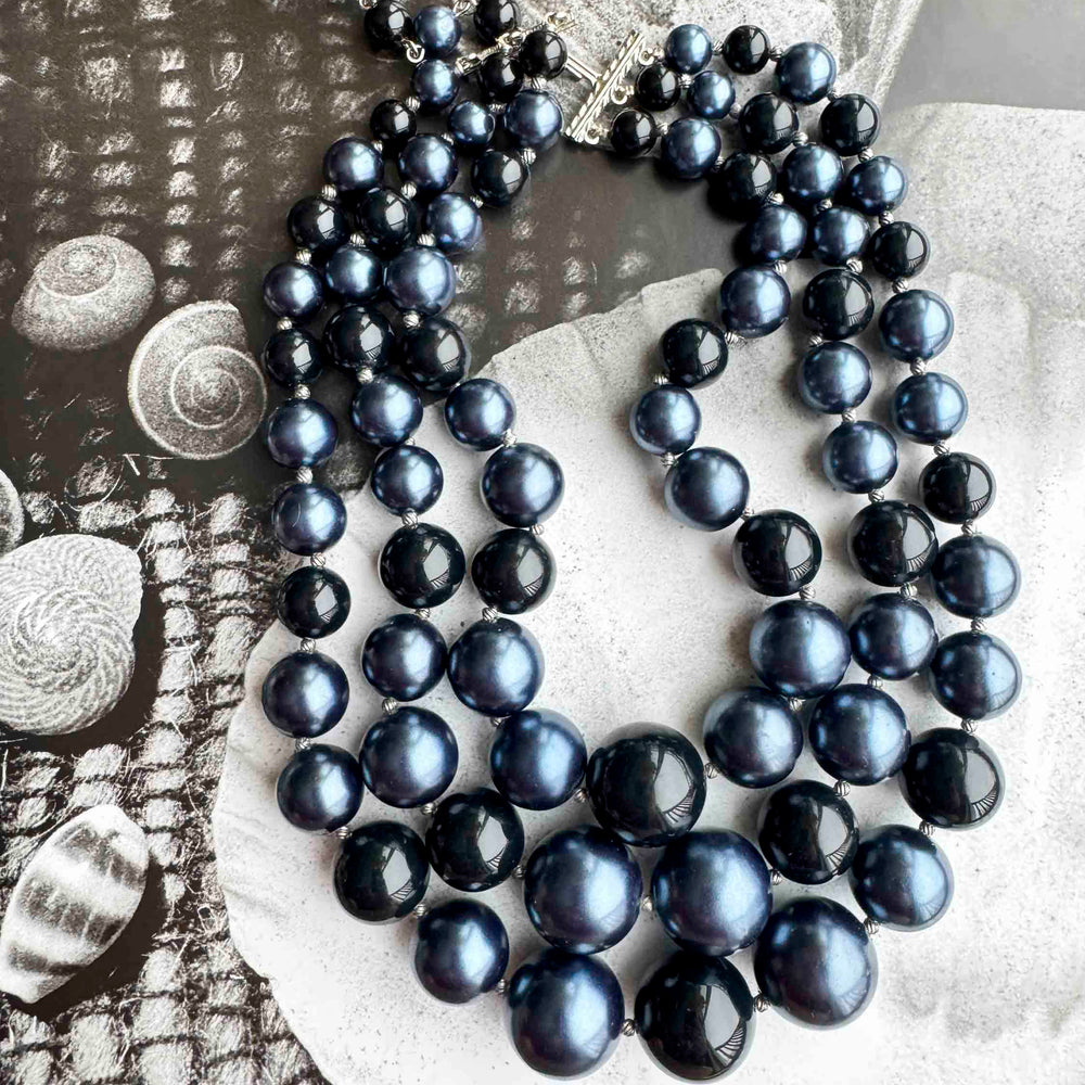 
                      
                        Vintage Multi-Strand Beaded Necklace – Midnight Glamour
                      
                    