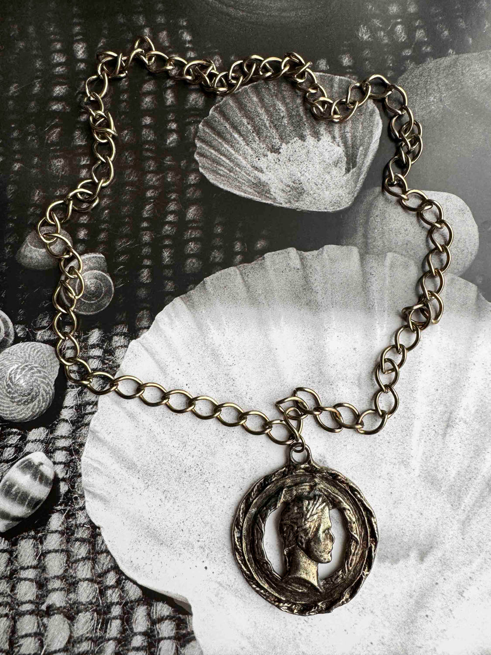 Vintage Bronze Coin Pendant Necklace – Aged Elegance