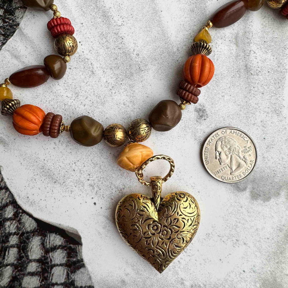 
                      
                        Vintage Bohemian Beaded Heart Pendant Necklace
                      
                    