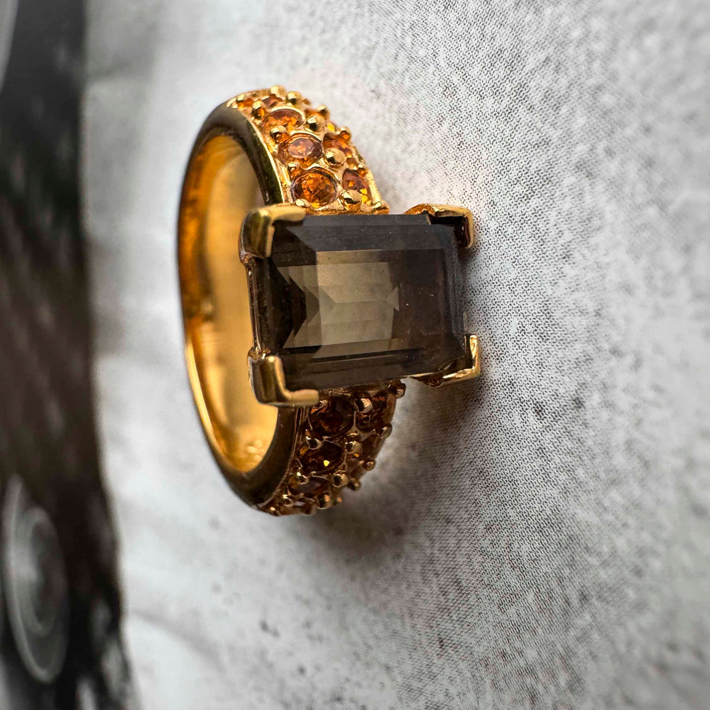 
                      
                        Vintage Golden Swarovski Smoky Quartz Statement Ring – Size 6
                      
                    