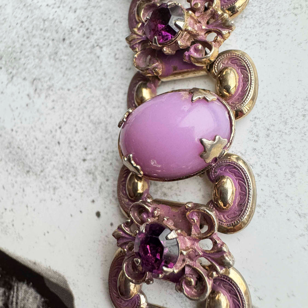 
                      
                        Vintage Lavender Enamel & Amethyst Rhinestone Bracelet
                      
                    