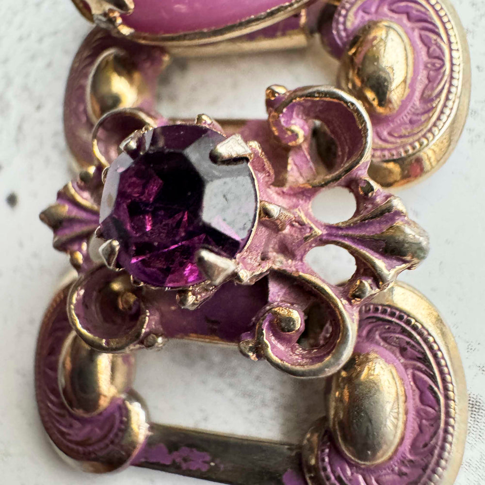 
                      
                        Vintage Lavender Enamel & Amethyst Rhinestone Bracelet
                      
                    