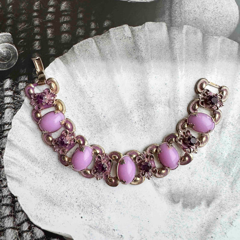 
                      
                        Vintage Lavender Enamel & Amethyst Rhinestone Bracelet
                      
                    