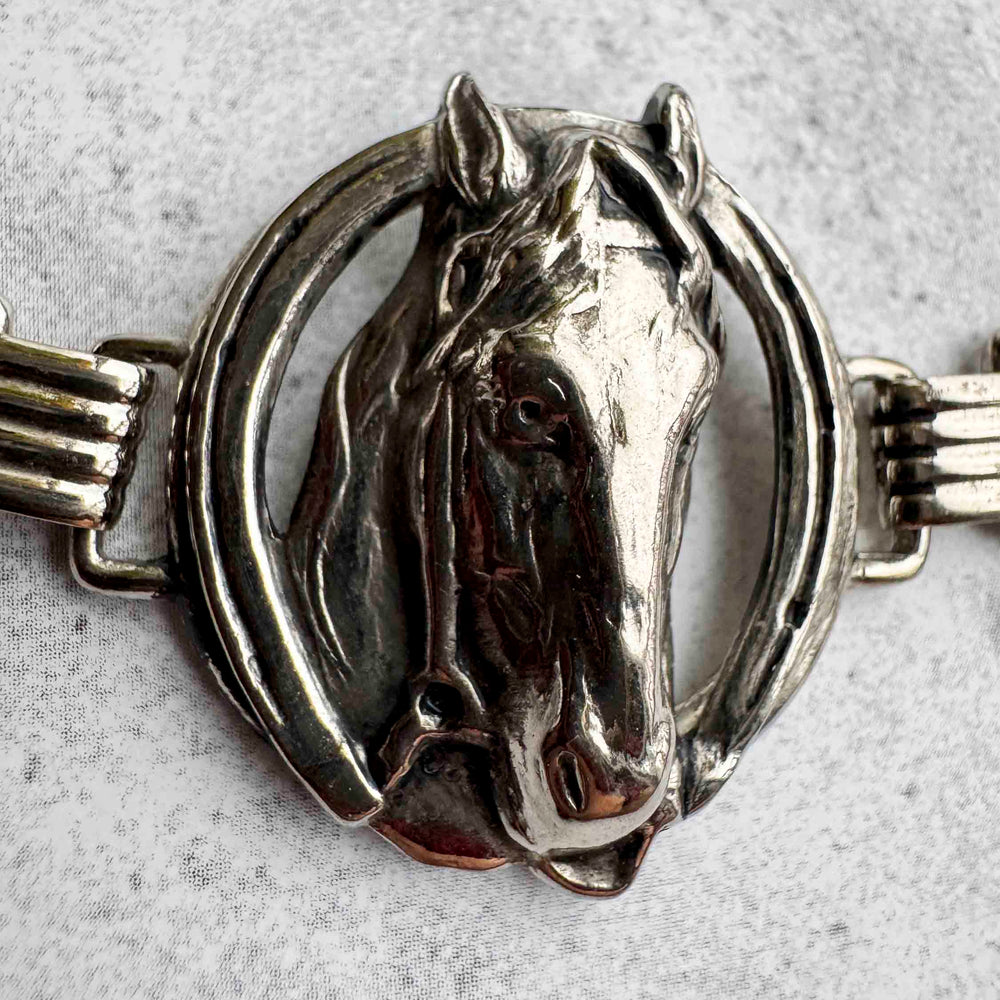 Vintage Silver Horsehead Western Bracelet