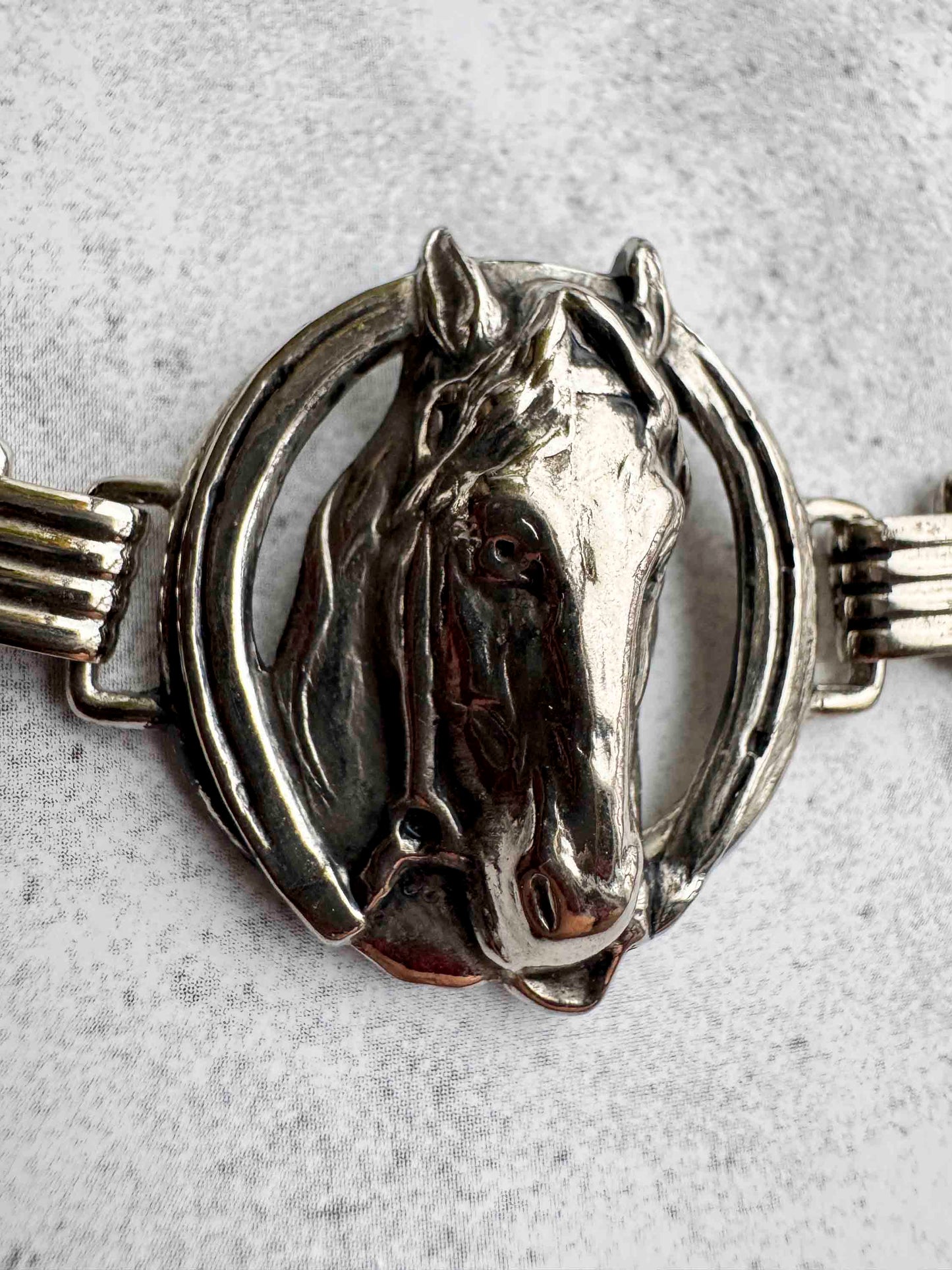 Vintage Silver Horsehead Western Bracelet