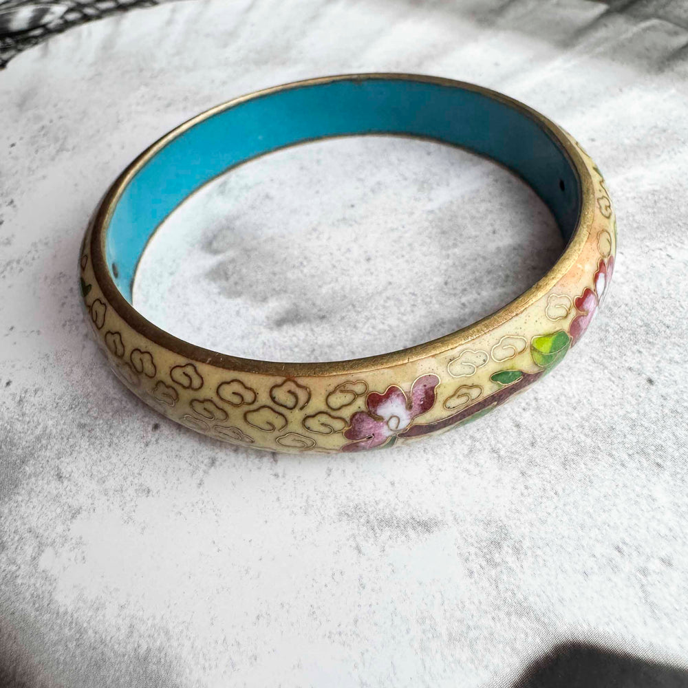 Vintage Cloisonné Floral Bangle