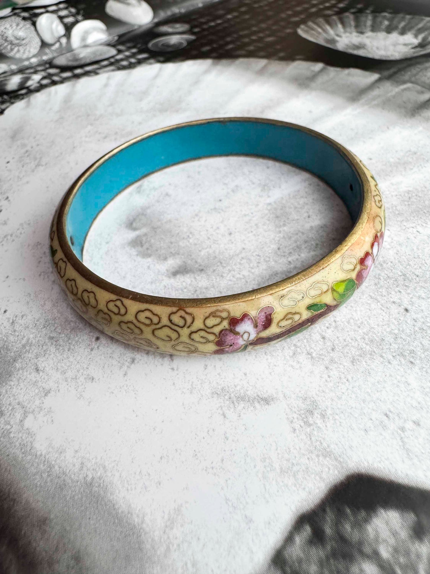 Vintage Cloisonné Floral Bangle