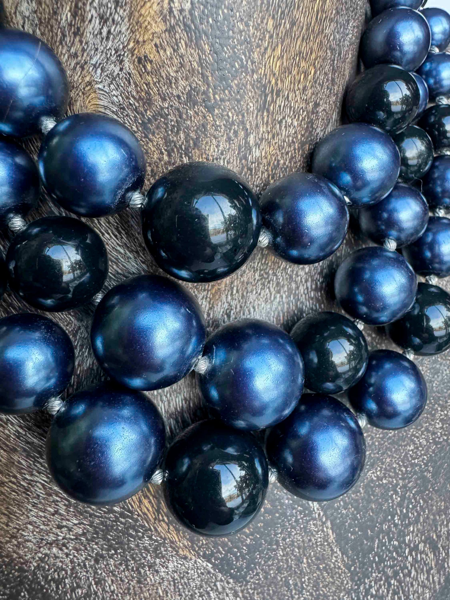 Vintage Multi-Strand Beaded Necklace – Midnight Glamour