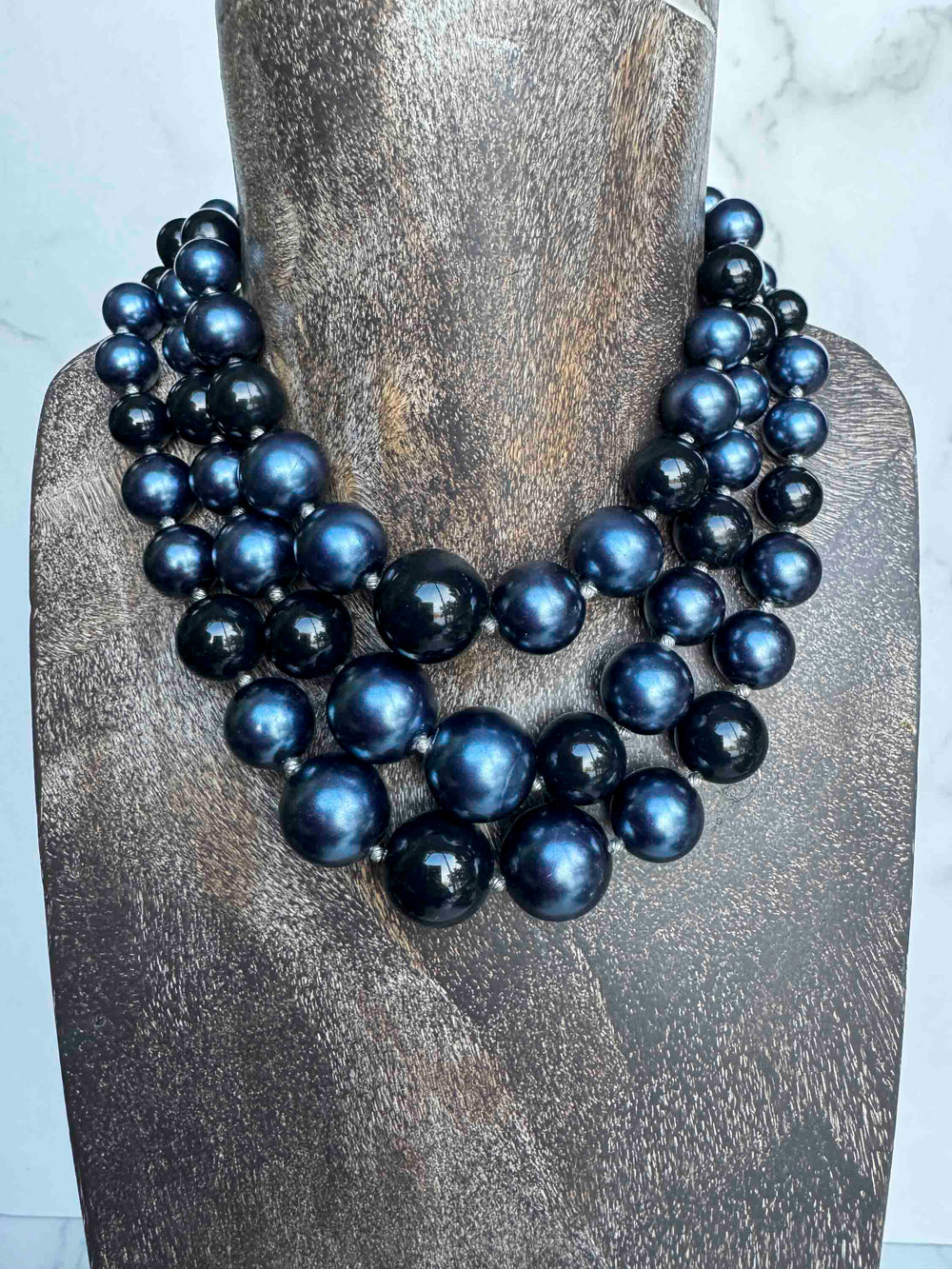 Vintage Multi-Strand Beaded Necklace – Midnight Glamour