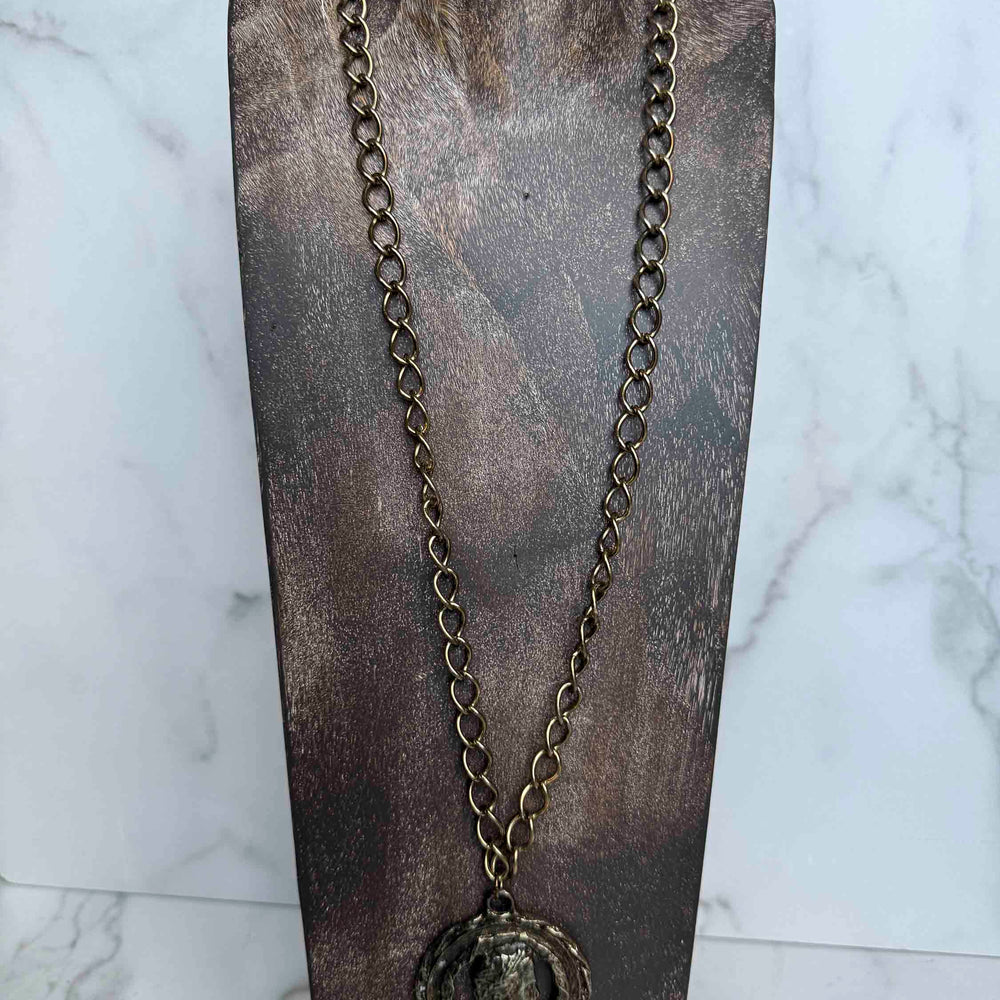 Vintage Bronze Coin Pendant Necklace – Aged Elegance