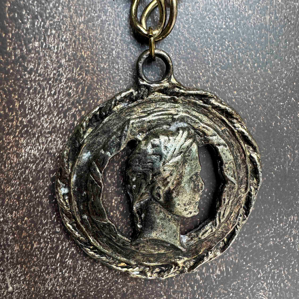 
                      
                        Vintage Bronze Coin Pendant Necklace – Aged Elegance
                      
                    