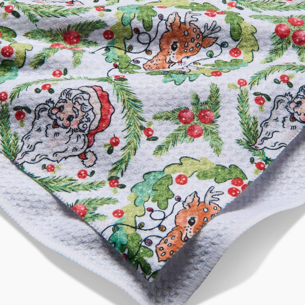 Berry Retro Holiday Tea Towel