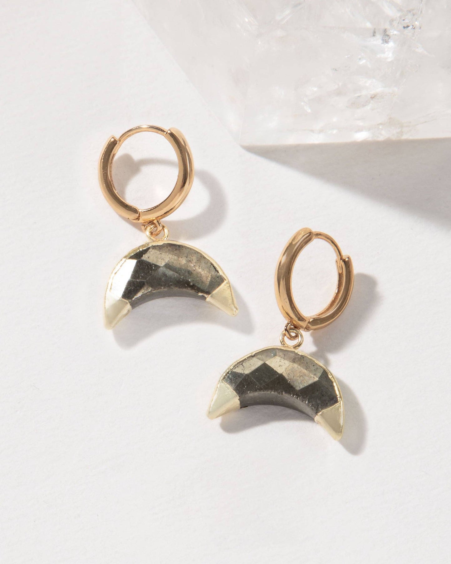 Crescent Horn Huggie Hoop Earrings - Pyrite