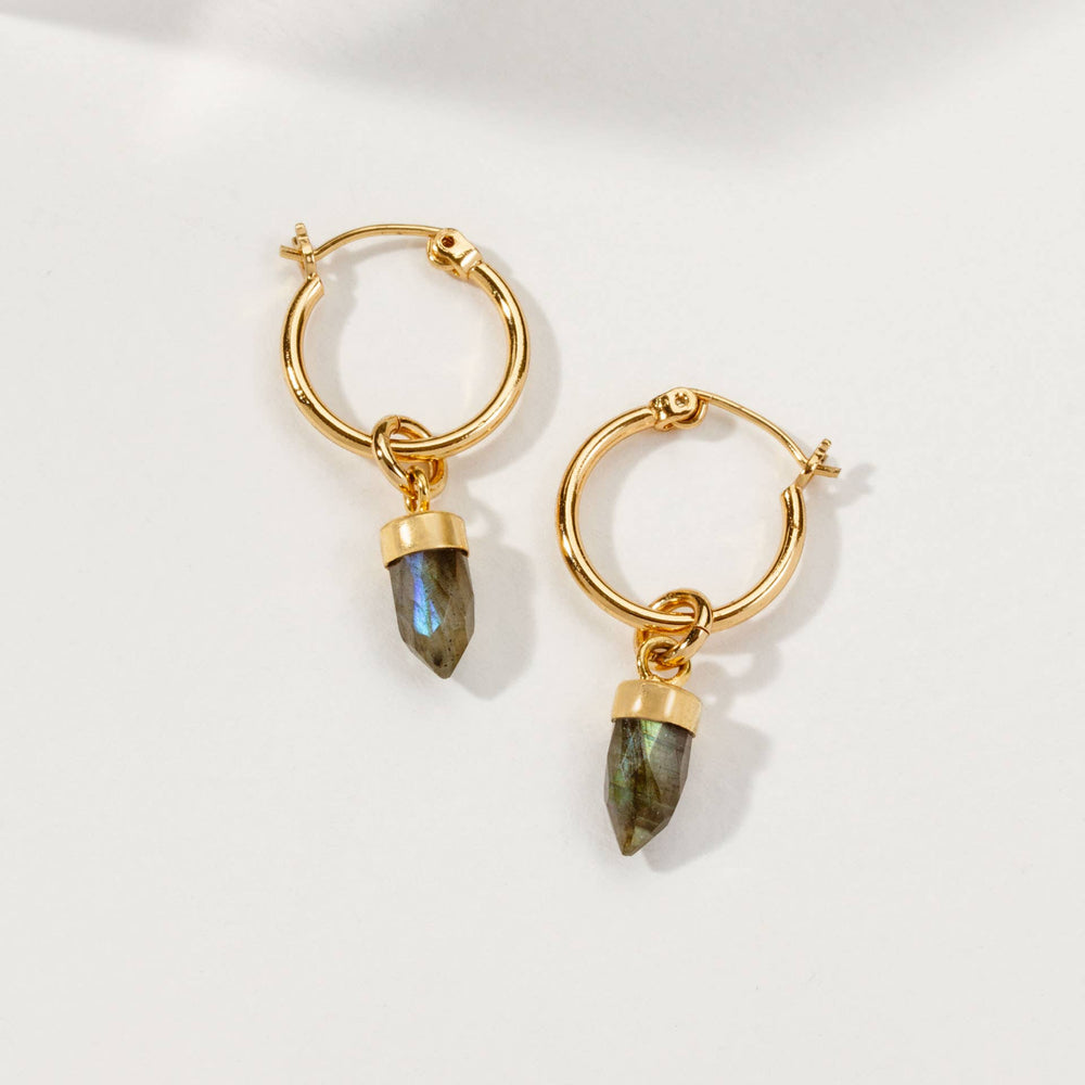 On Point Mini Hoop Earrings - Labradorite