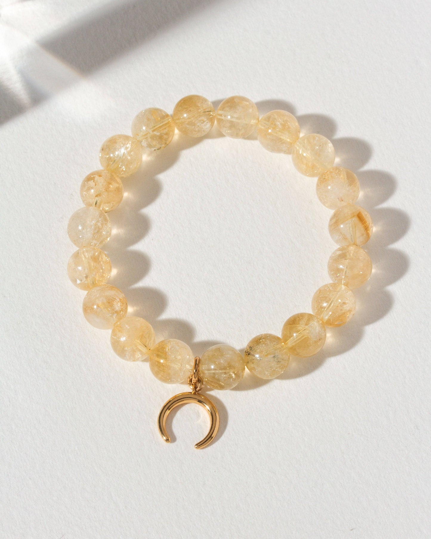 Crescent Horn Charm Stretch Bracelet - Citrine