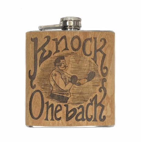 Wood Flask 6oz - Knock One Back