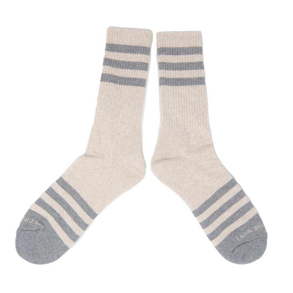 Heather Stripes Socks - Cream/H.Grey