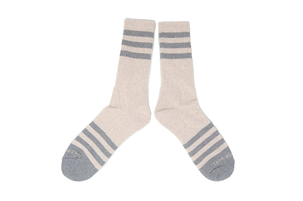 Heather Stripes Socks - Cream/H.Grey