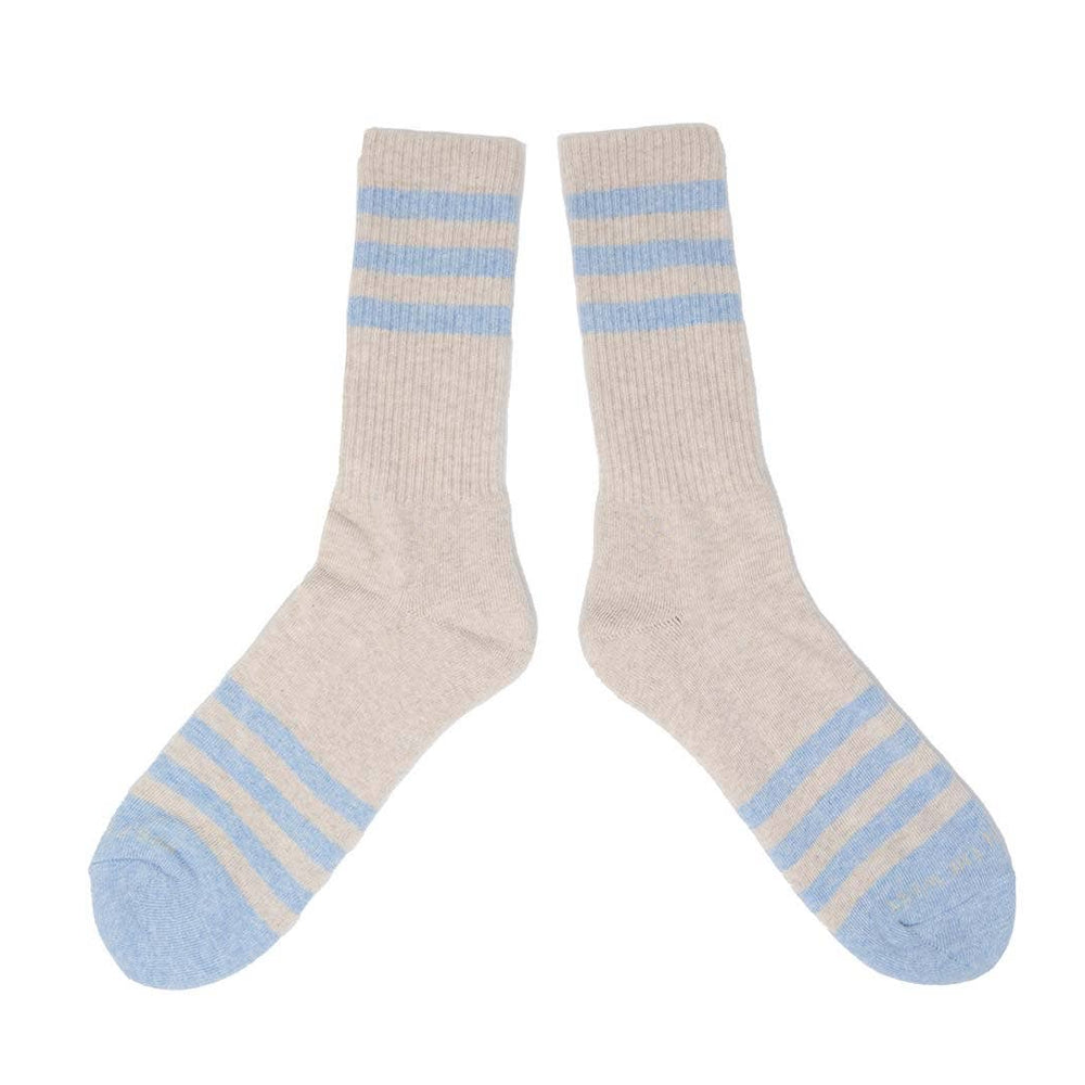 Heather Stripes Socks - Cream/Lt Blue