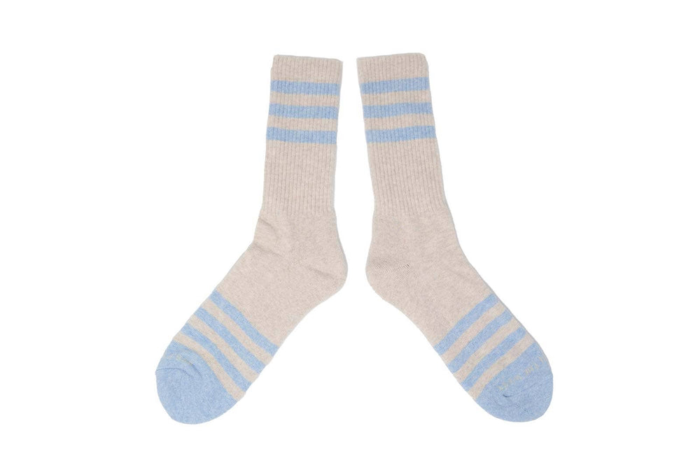 Heather Stripes Socks - Cream/Lt Blue