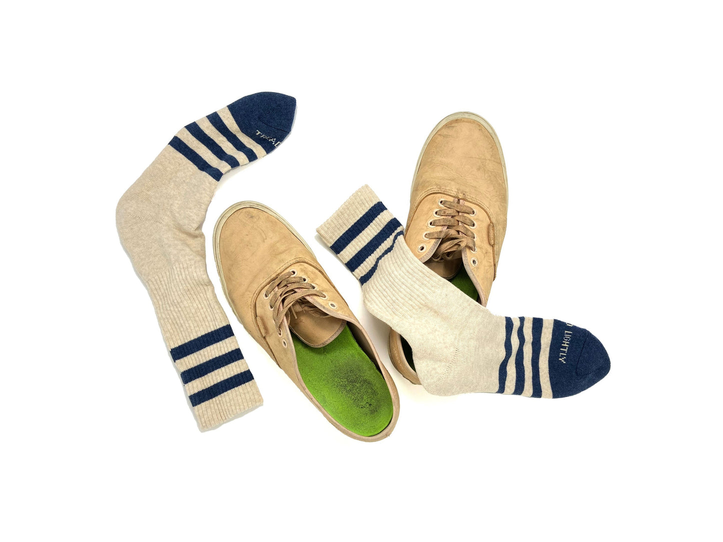 Heather Stripes Socks - Cream/Navy