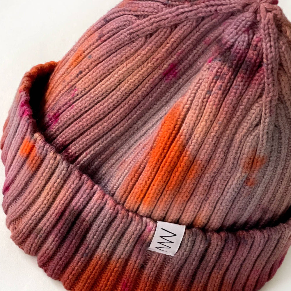 Brunette Hand-dyed Beanie Hat