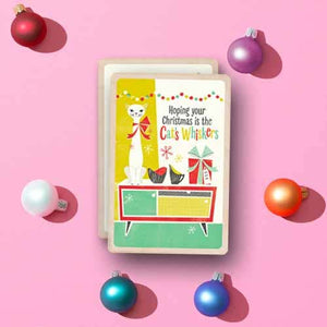 CAT'S WHISKERS wood Christmas Card Stocking Filler Gift