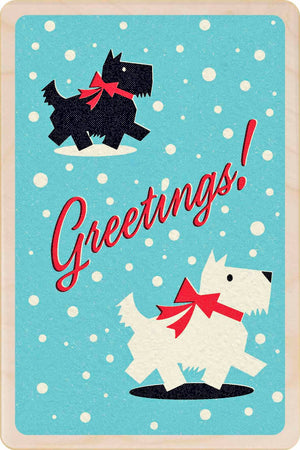 SCOTTIES wood Christmas Card Stocking Filler Gift