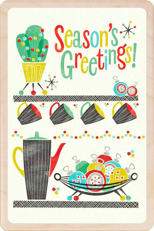 SEASON'S GREETINGS wood Christmas Card Stocking Filler Gift